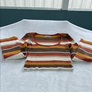 Striped Ribbed Knit Sweater